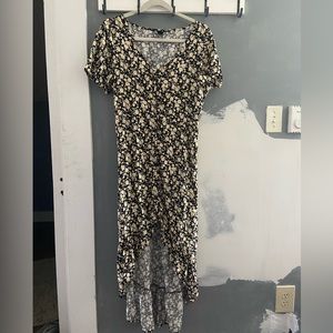 Wild Fable High-Low Maxi Dress Black & Gold Floral Sz M/L Used